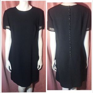 NWT VTG 90s 60s Black Beaded Sheath Cocktail Dress